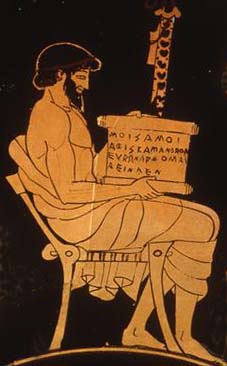 Teacher with writing tablet