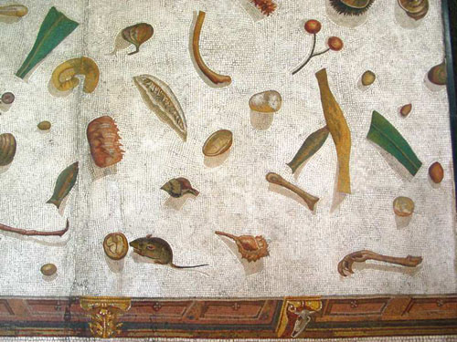 Mosaic of unswept floor