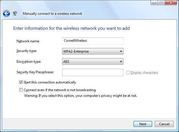 Wireless Vista Settings