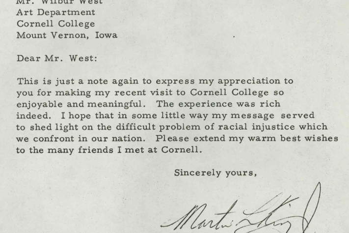 Letter from Dr. Martin Luther King Jr to Cornell College