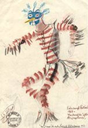 Design by Abd' Elkader Farrah for The Burdies (Edinburgh Festival, 1966)