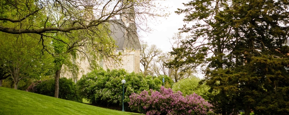 King Chapel in the spring from behind