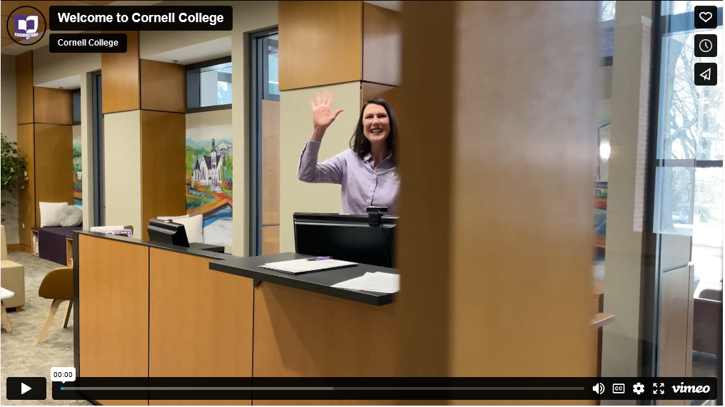 Admission staff welcome visitors to campus