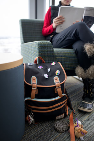 Cornell College student studies.