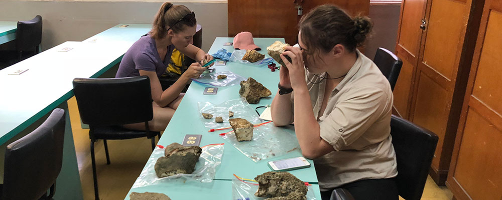 Cornell students study rocks.