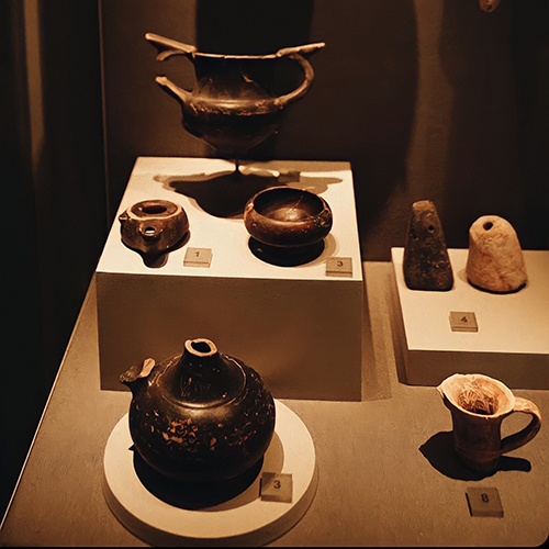 Pottery in an art exhibit