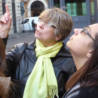Students with Cornell professor on off-campus study trip.