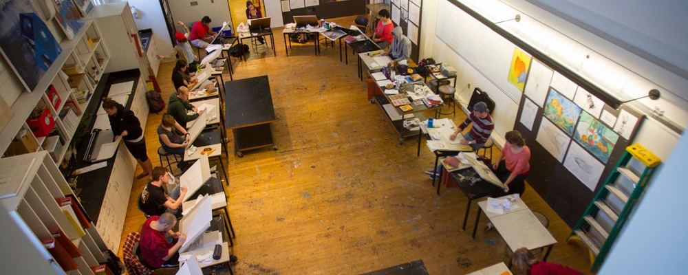Students works on projects