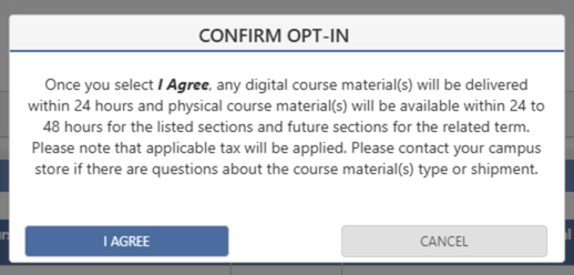 Opt-in popup message screenshot