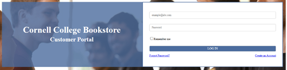 Bookstore portal login screenshot