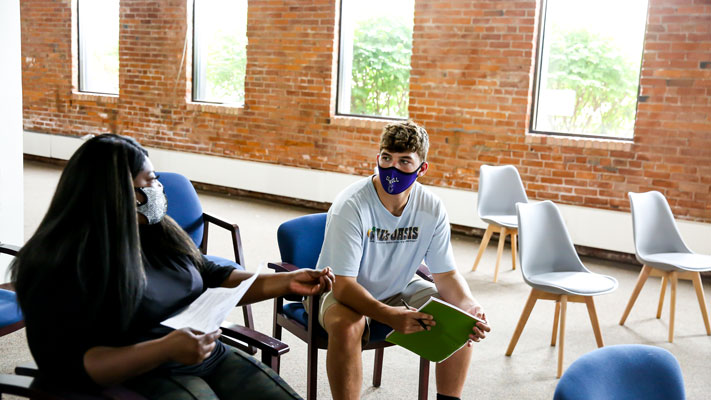 Cornell College students participate in civic engagement on campus as part of a Service Day.