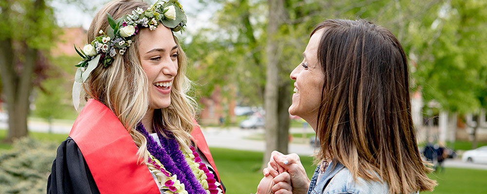Cornell student with her mother at Commencement