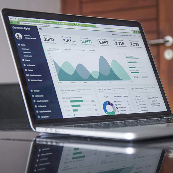 Data dashboard displayed on a laptop