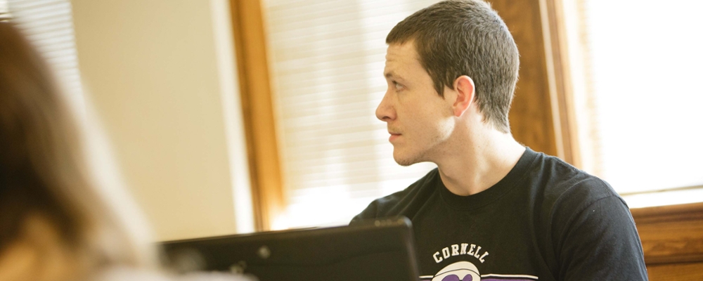 Cornell student in class