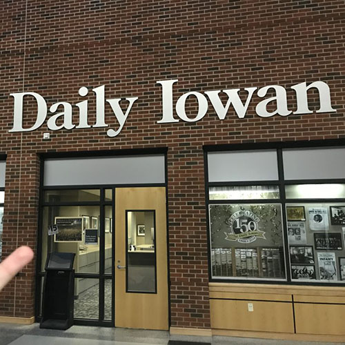 Student photo from IowaWatch internship of office