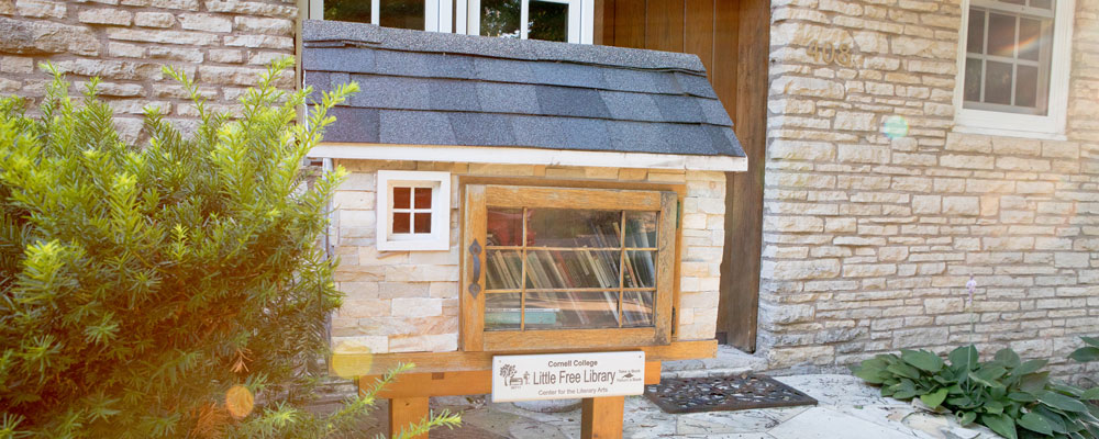 Little Free Library outside of Van Etten Lacey House