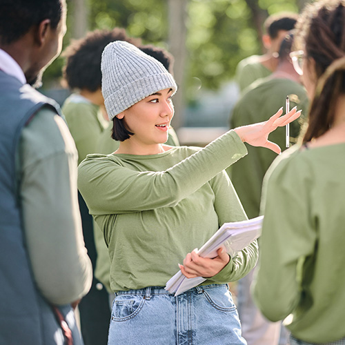 Young woman acting a community advocate