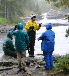 Cornell students in the Boundary Waters work on environmental issues. 