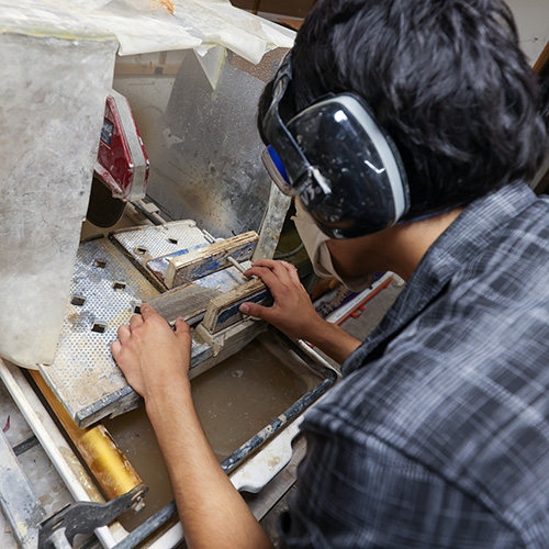Student prepares a sample for study