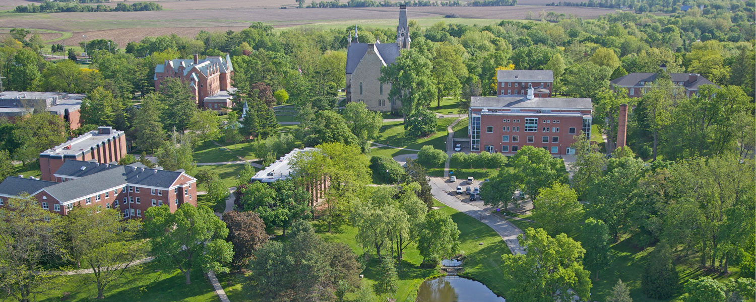 Aerial image of Cornell College campus