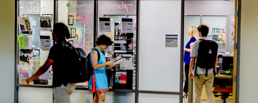 Students walk in and out of the Berry Career Institute.
