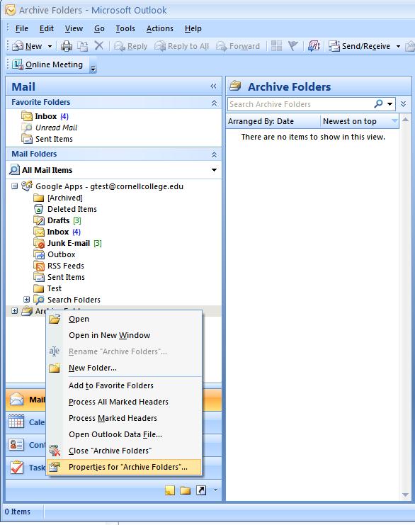 Finding the PST (archive) file in Outlook 2007 Cornell College