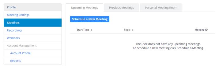 Click schedule new meeting