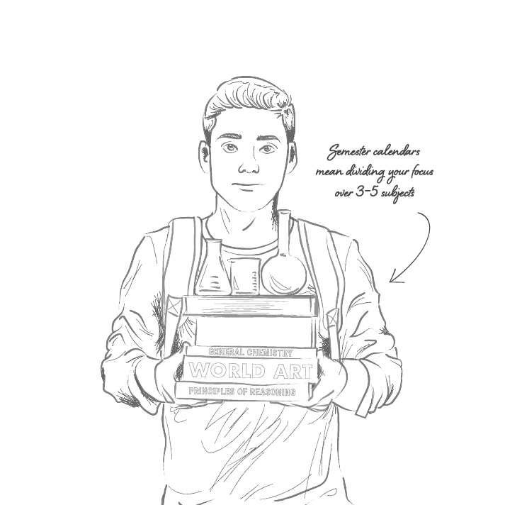 Sketch of a student holding books