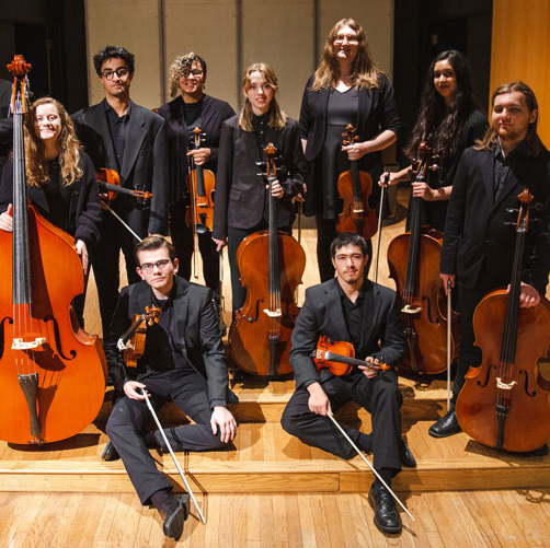 Members of Cornell's Chamber Orchestra in Youngker Hall