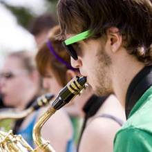 Members of the Jazz Ensemble performing on campus