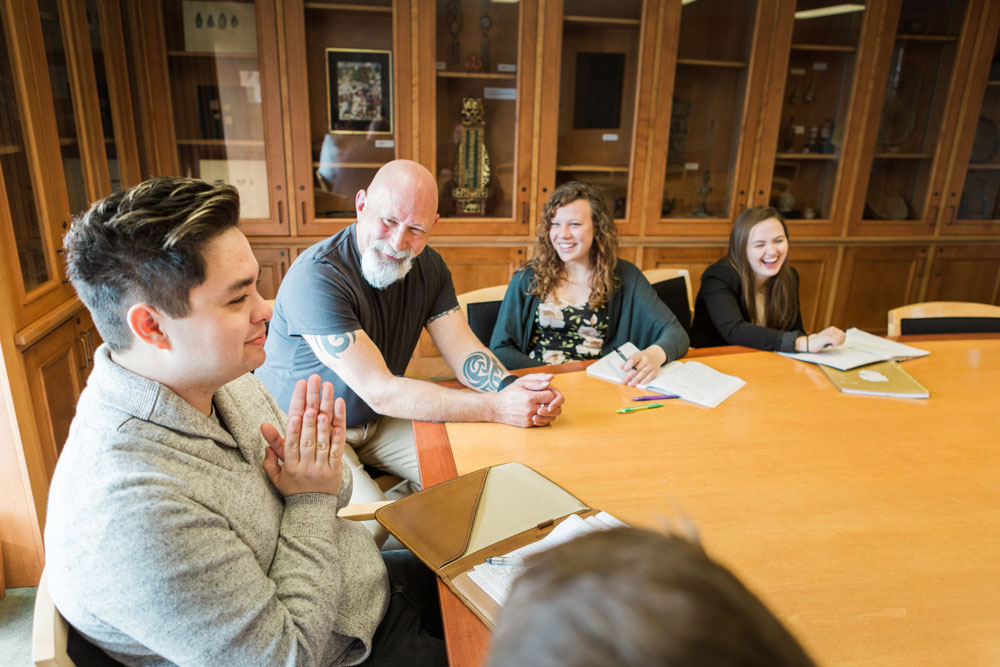 Cornell College students meat with Cornell staff and other students who are supporting them during their block plan experience.