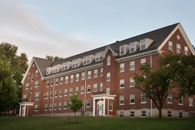 Exterior of the Merner Hall dormitory on the campus of Cornell College in Mount Vernon, Iowa.