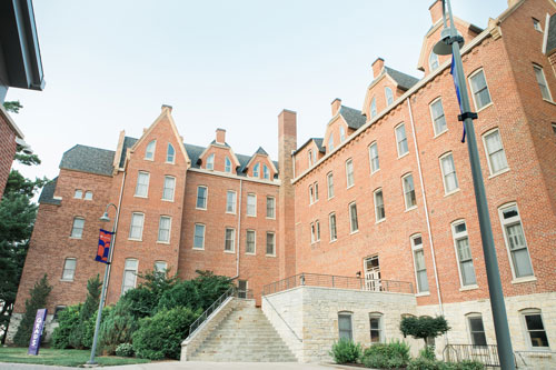 Exterior of Bowman-Carter Hall on the campus of Cornell College in Mount Vernon, Iowa. 