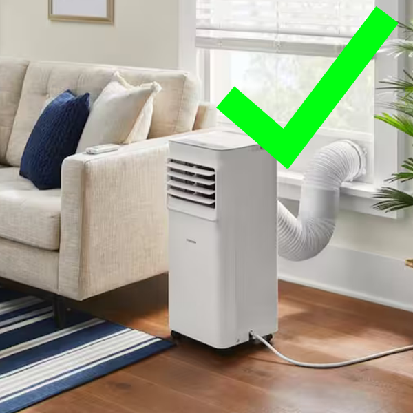 Image of a ground-sitting air condition unit which is allowed in approved rooms