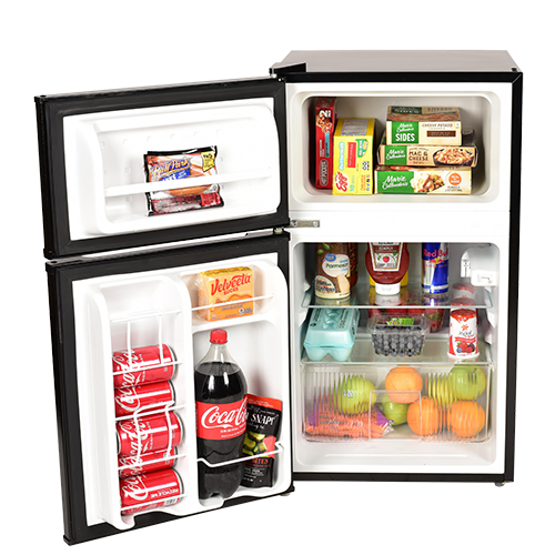 Microchill refrigerator showing interior capacity.