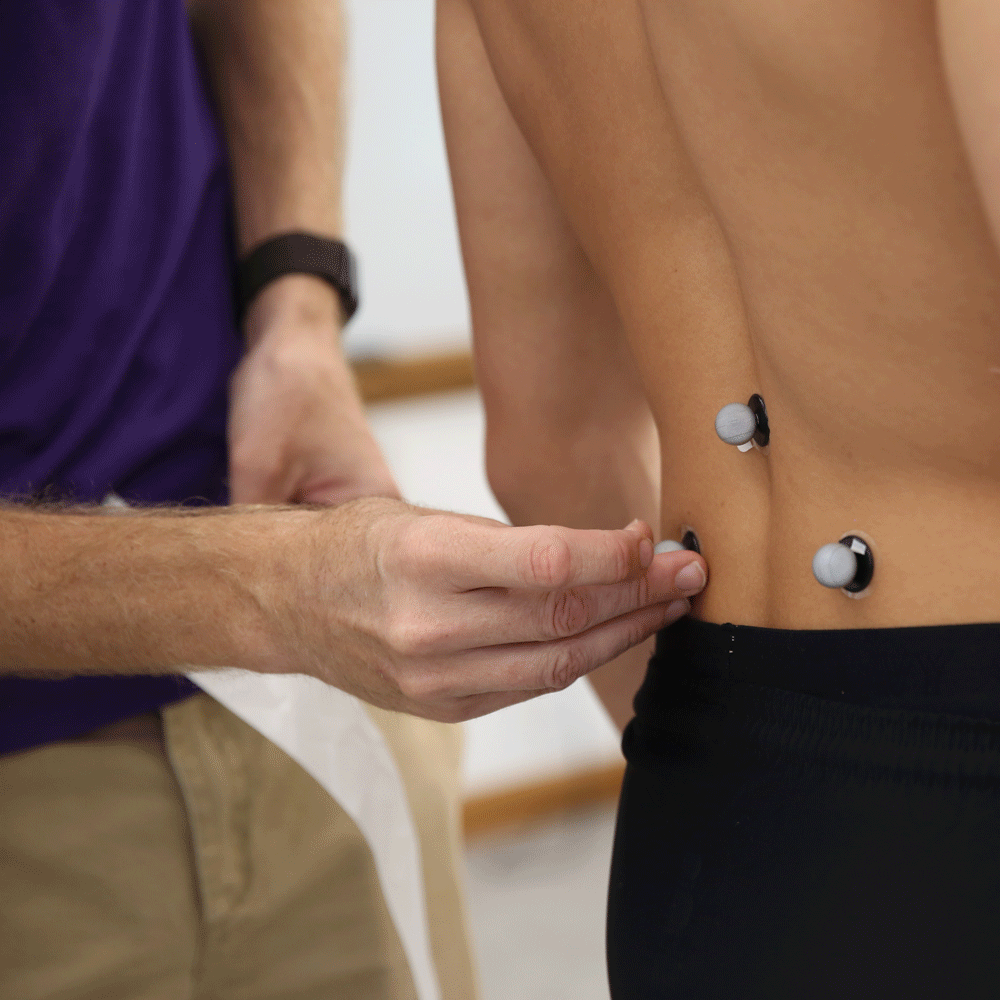 A Cornell College student conducts health research in the Kinesiology Lab in prep for grad school work in healthcare. 
